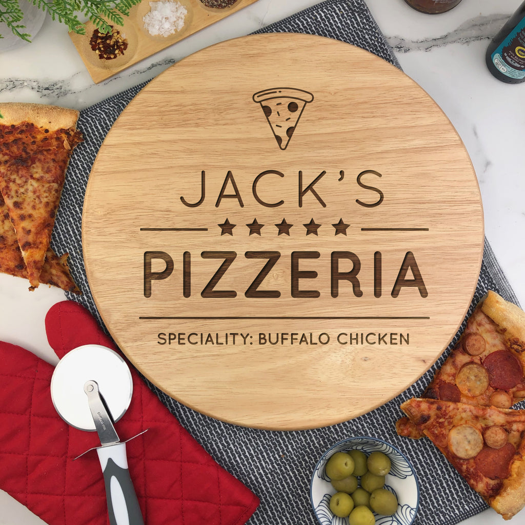 Personalised '5 Star Pizzeria' Wooden Rotating Lazy Susan