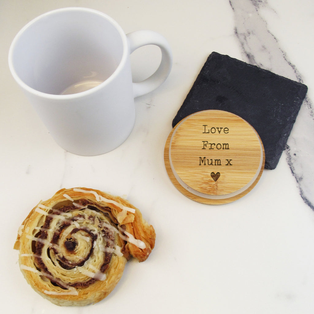 Personalised Tea Lover Mug with Polished Bamboo Lid - Any Name