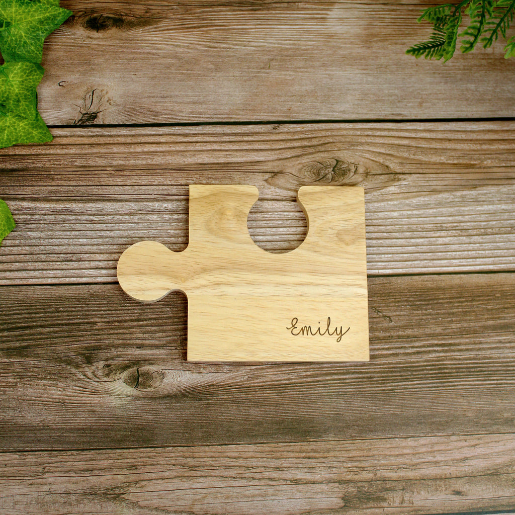 Personalised Set of 4 Wooden Jigsaw Coasters