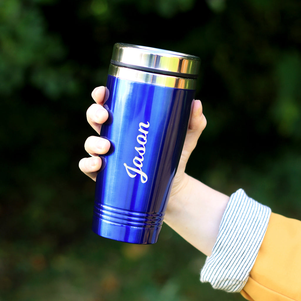 Personalised Stainless Steel Insulated Travel Flask Mug