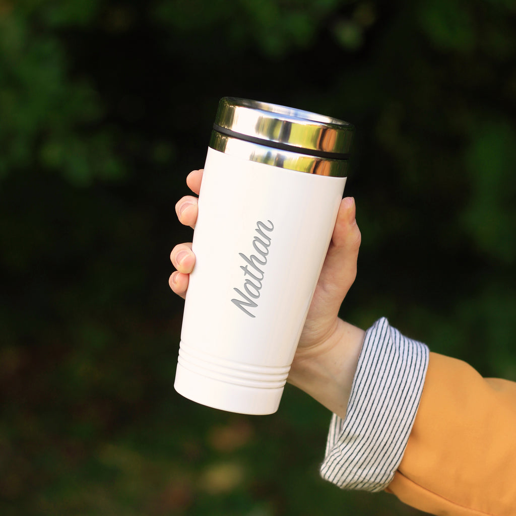 Personalised Colourful Travel Flask With Laser Engraved Name