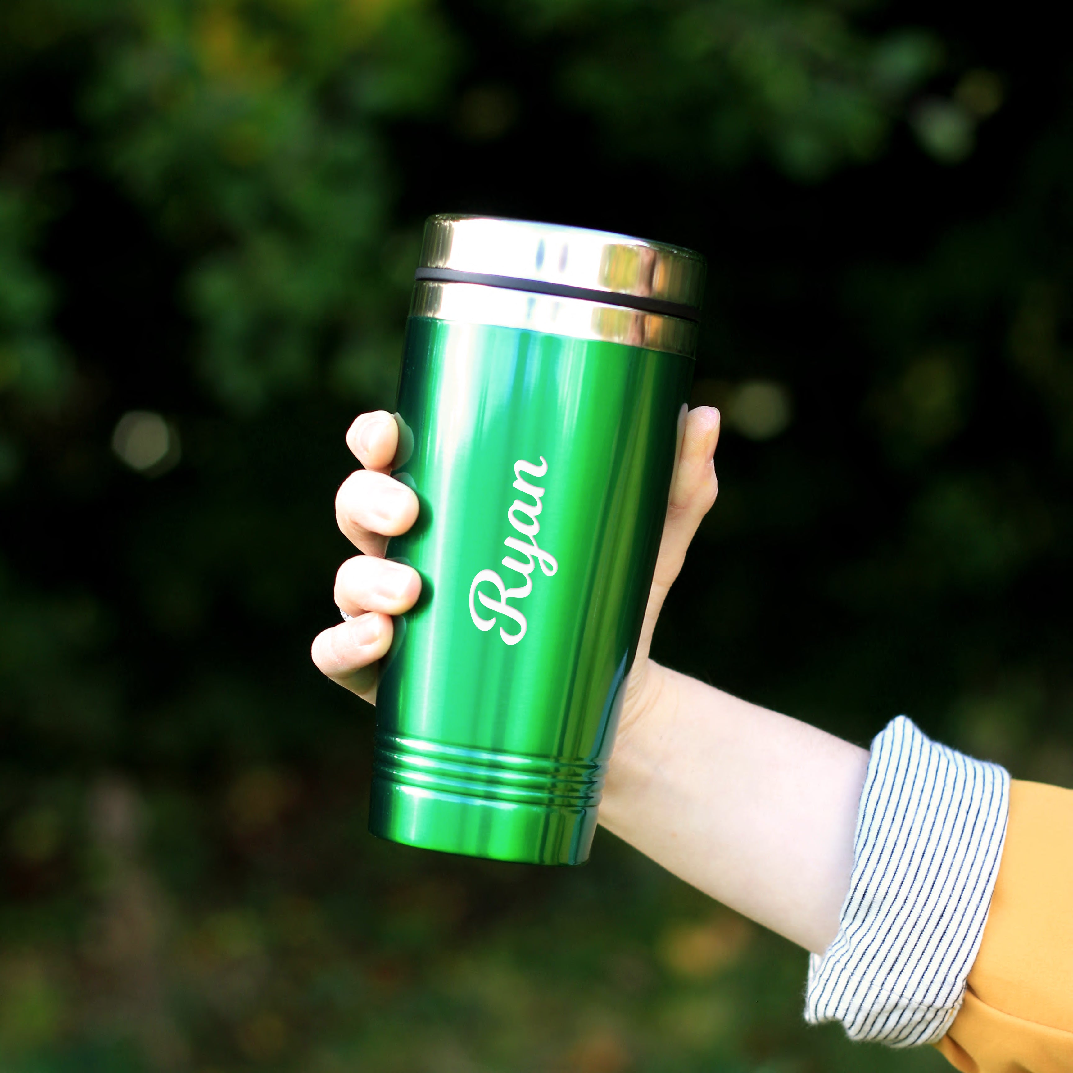 Personalised Travel Flask Mug 450ml Stainless Steel GiftsInAJiffy