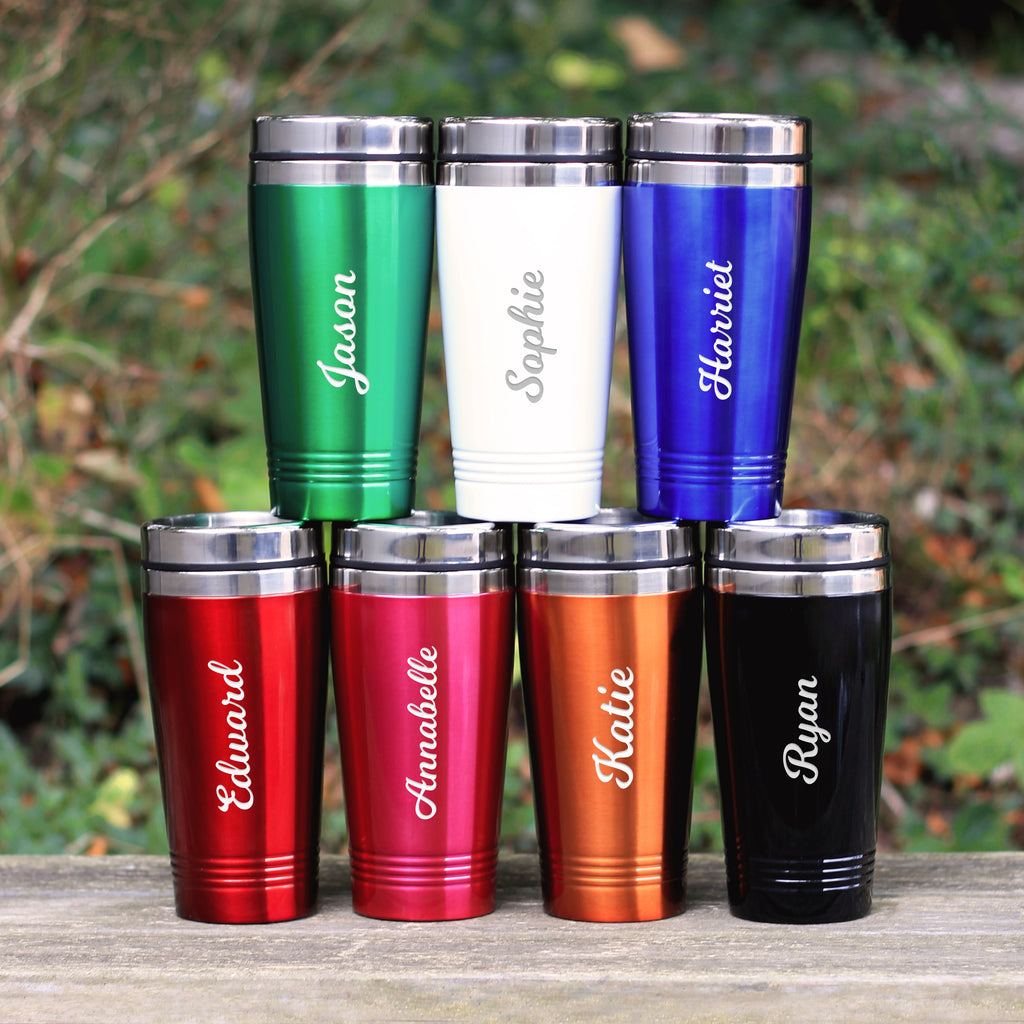 Personalised Stainless Steel Insulated Travel Flask Mug