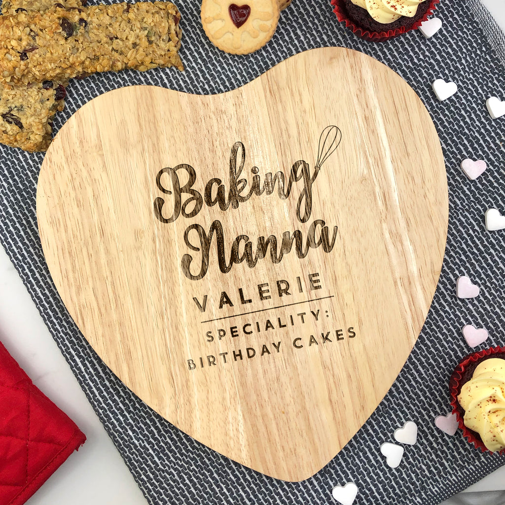 Personalised 'Baking Nana' Heart Chopping Board - Grandparents Gift from Kids
