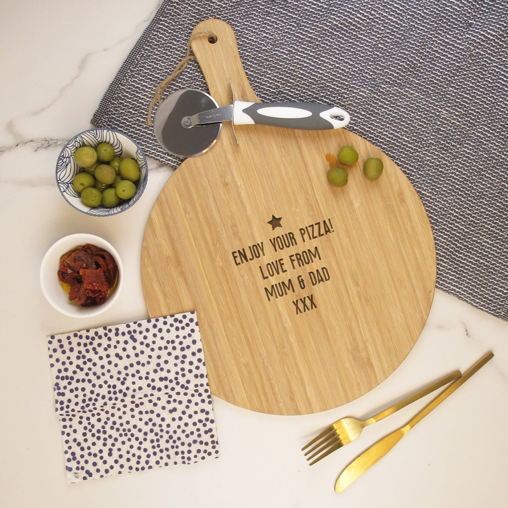 Personalised 'Pizza Night' Wooden 31cm Paddle Board