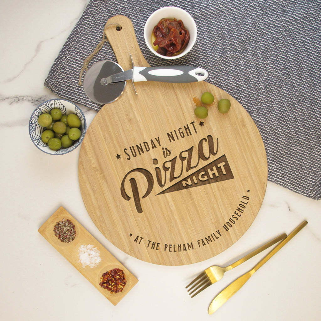 Personalised 'Pizza Night' Wooden 31cm Paddle Board