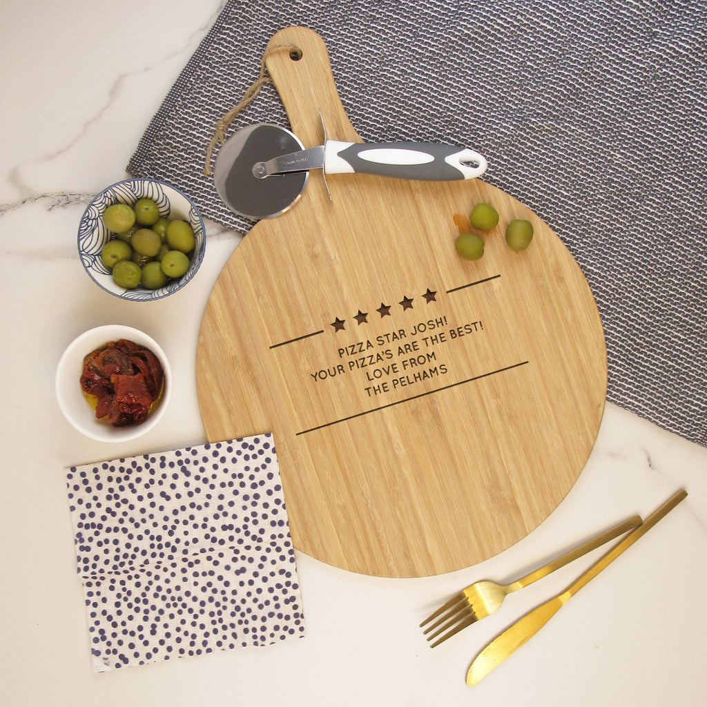Personalised '5 Star Pizzeria' Wooden 31cm Paddle Board