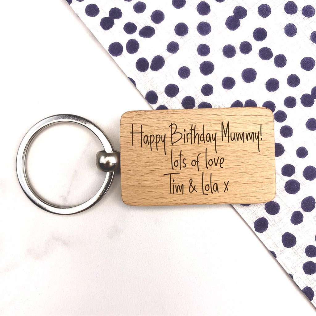 Personalised "This Mummy Belongs To" Wooden Rectangle Key Ring