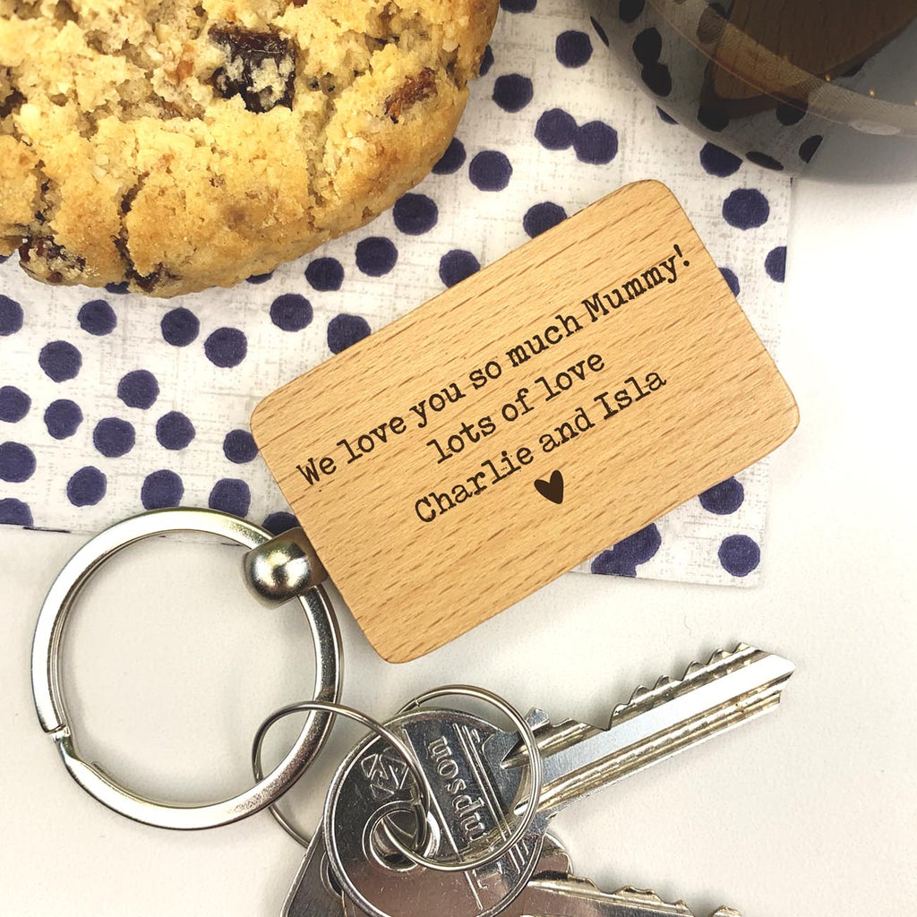 Personalised "World's Best Mum To" Wooden Rectangle Keyring