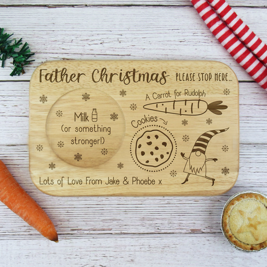 Personalised "Father Christmas Please Stop Here" Christmas Eve Tea & Biscuit Board