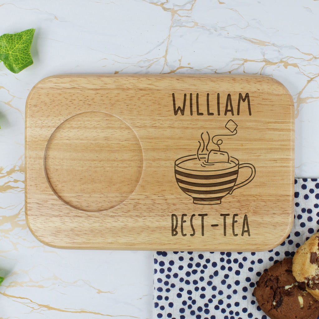 Personalised 'BEST-TEA' Tea & Biscuit Board with Coffee Mug Option - Any Name
