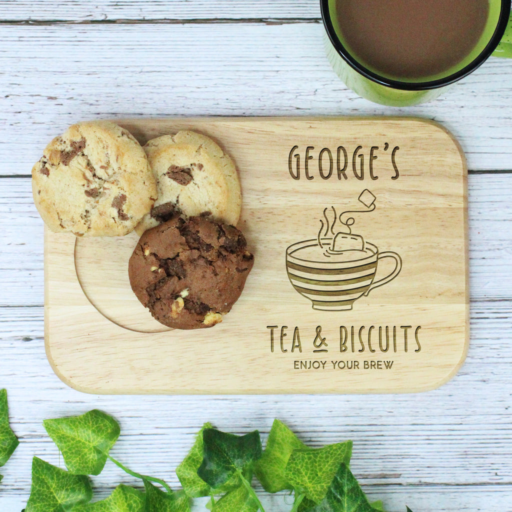 Personalised 'Tea & Biscuits' Board with Coffee Mug Option - Any Name