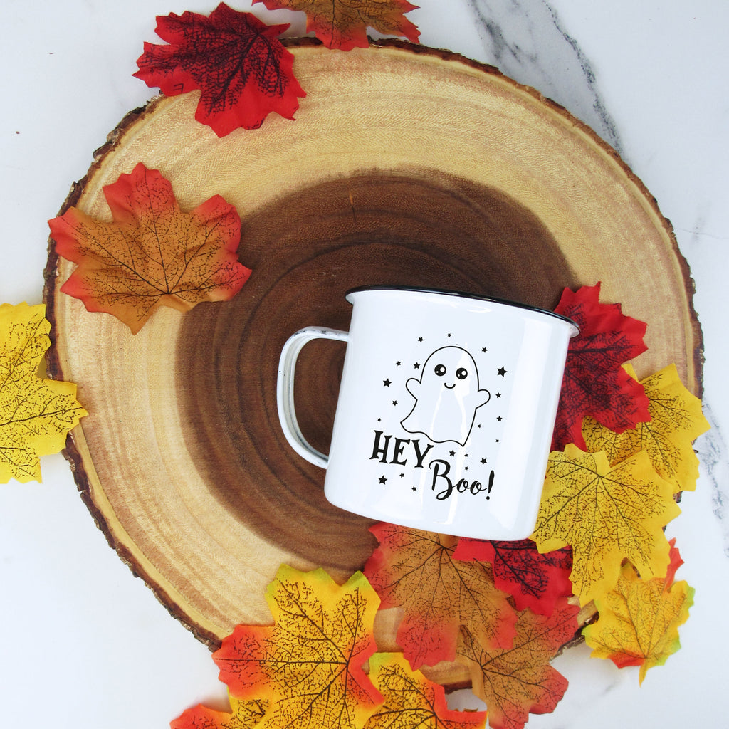 Personalised 'Hey There Pumpkin' Mug, 13 oz Metal Enamel Mug