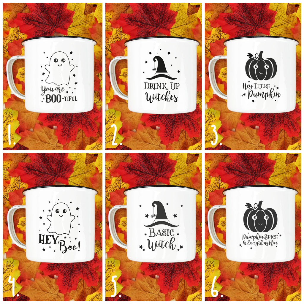 Personalised 'Hey There Pumpkin' Mug, 13 oz Metal Enamel Mug