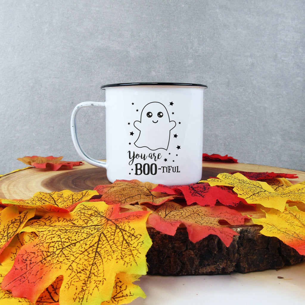 Personalised 'Hey There Pumpkin' Mug, 13 oz Metal Enamel Mug