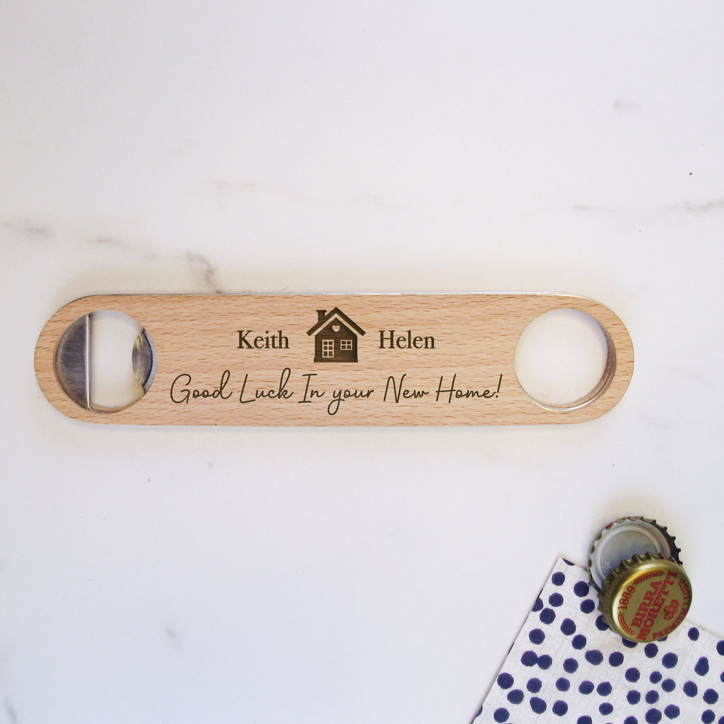 Personalised Wooden Bottle Opener - Housewarming Gift