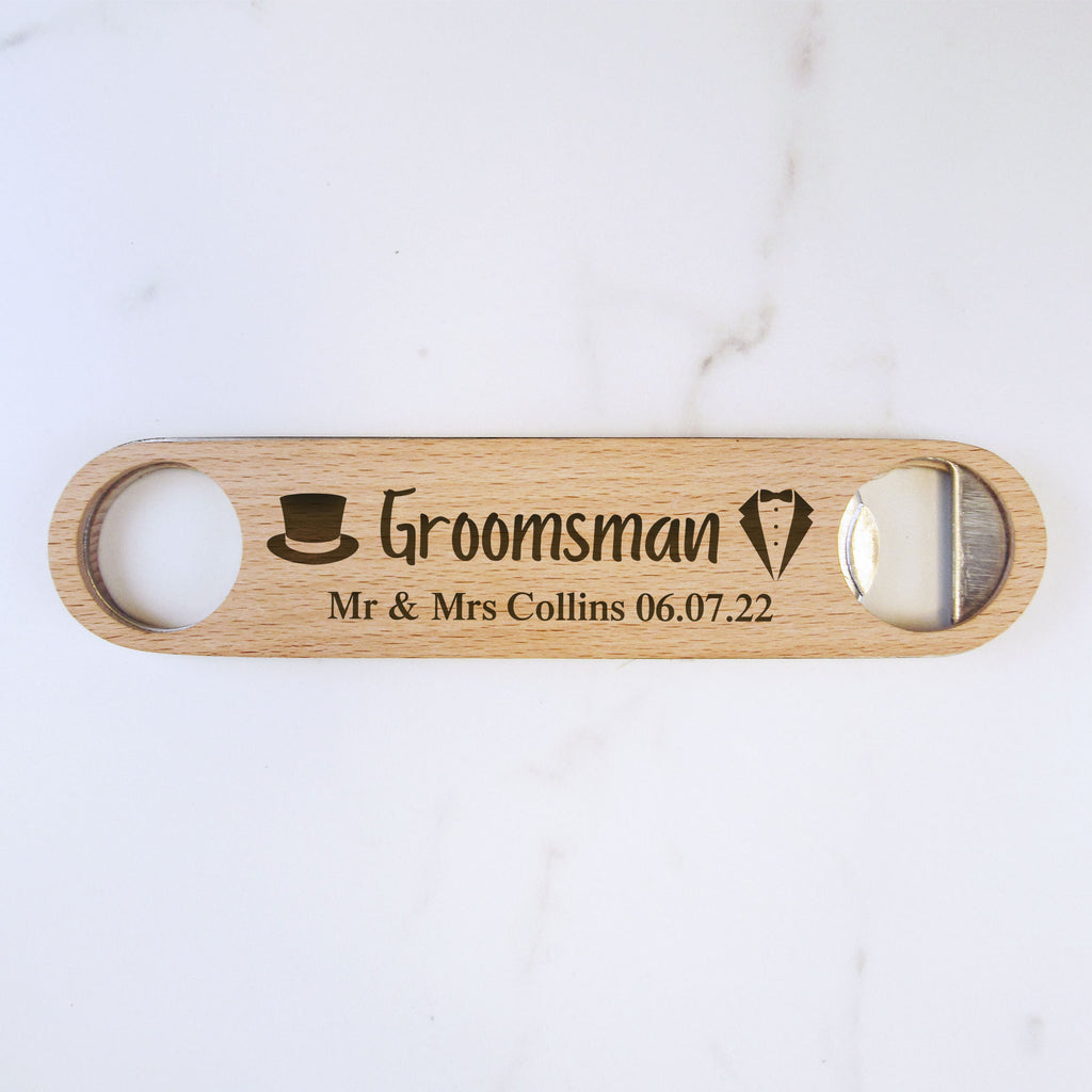 Personalised Wooden Bottle Opener for Father of the Bride / Groom, Best Man, Usher, Groomsmen