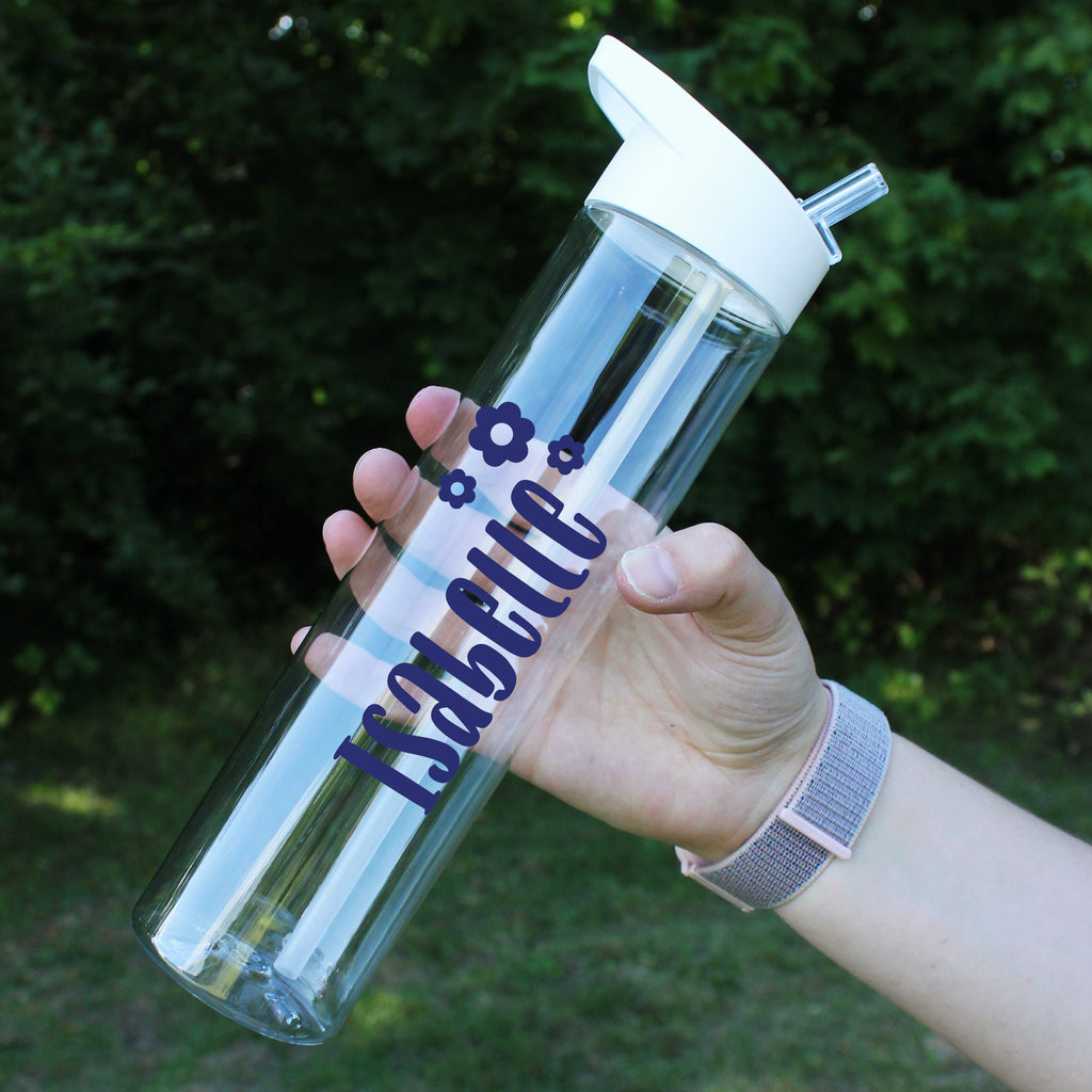 Personalised Kid's 600ml Water Bottle with Flip Straw