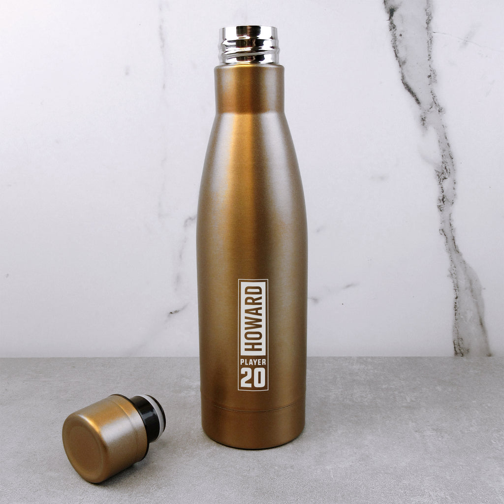 Personalised 500ml Copper Vacuum Insulated Sports Water Bottle - Player Surname & Number