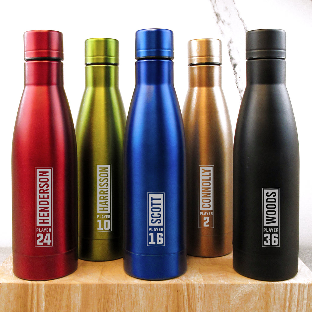 Personalised 500ml Copper Vacuum Insulated Sports Water Bottle - Player Surname & Number