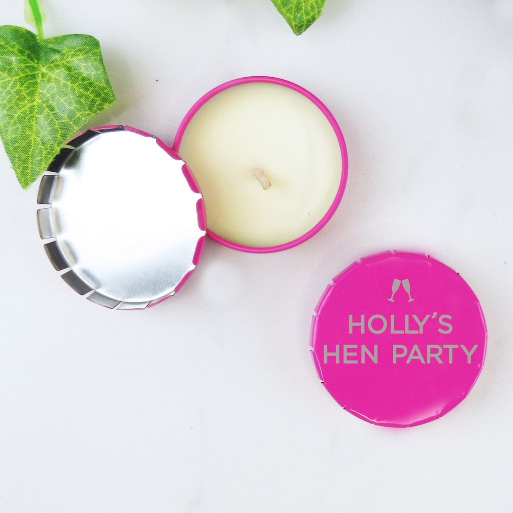 Personalised Pink Vanilla Scented Hen Party Candles