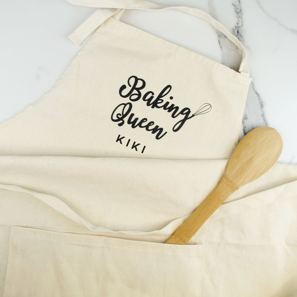 Personalised Natural Organic Cotton 'Baking Queen' Apron with Pocket