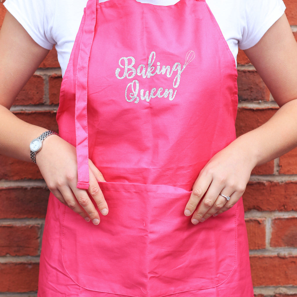 Adult 'Baking Queen' Set - Pink Apron, Wooden 25cm Board & Mixing Spoon
