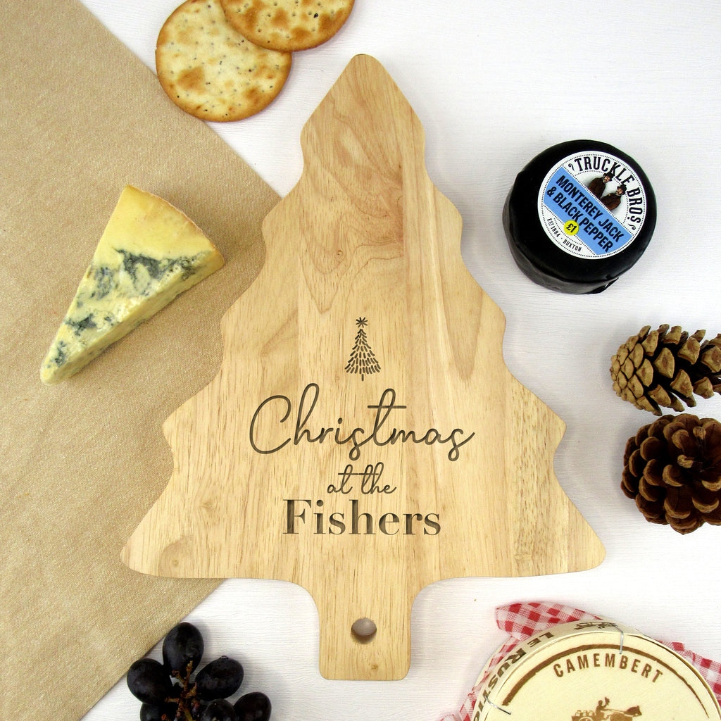 Personalised Wooden Family Name Tree Shaped Christmas Board