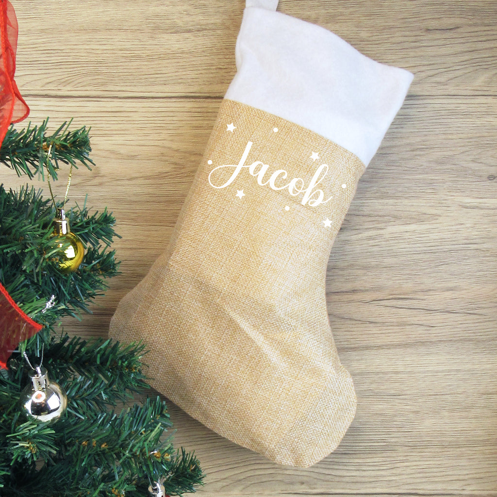 Personalised Beige Christmas Stocking