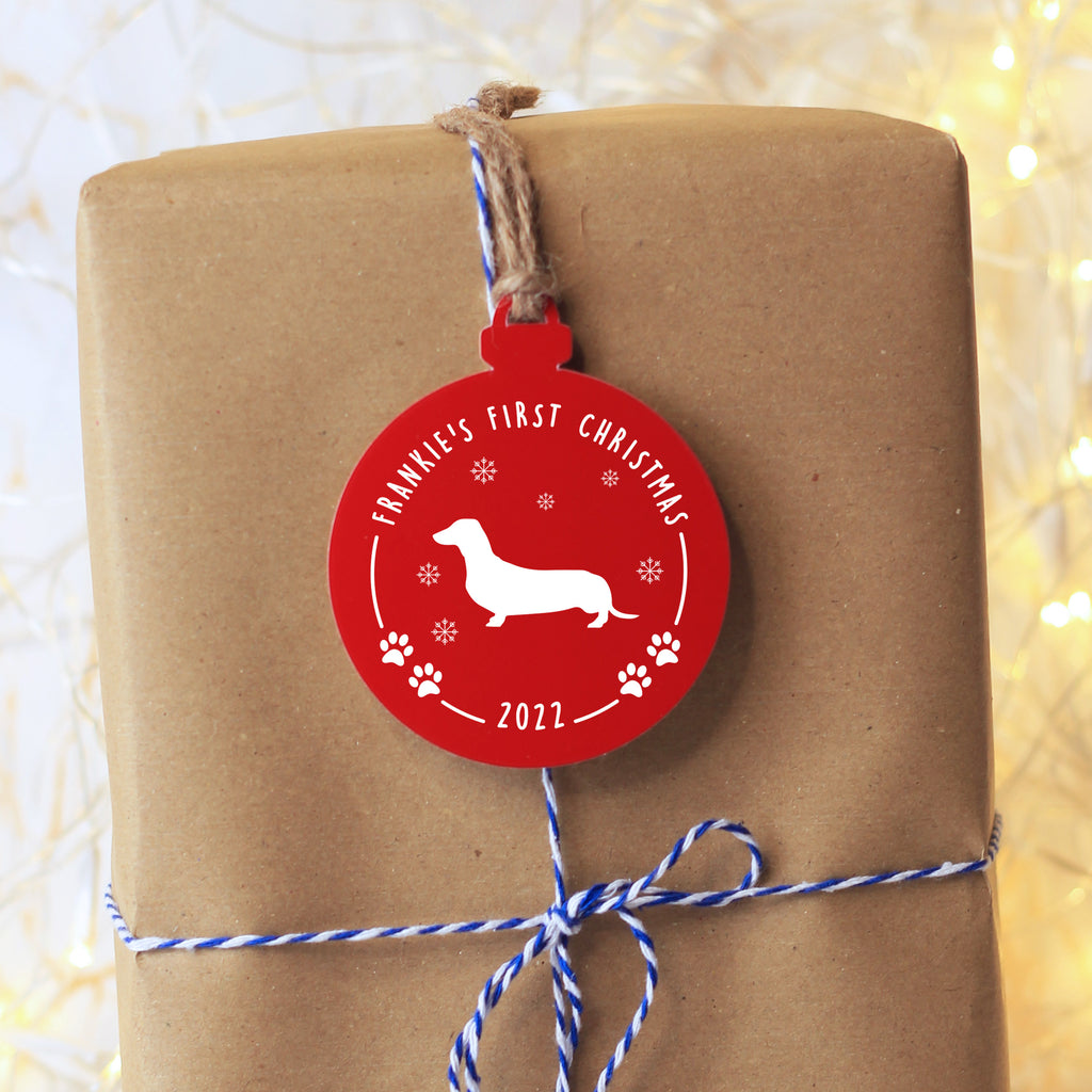 Personalised Dog's First Christmas Bauble - Any Dog Breed & Name
