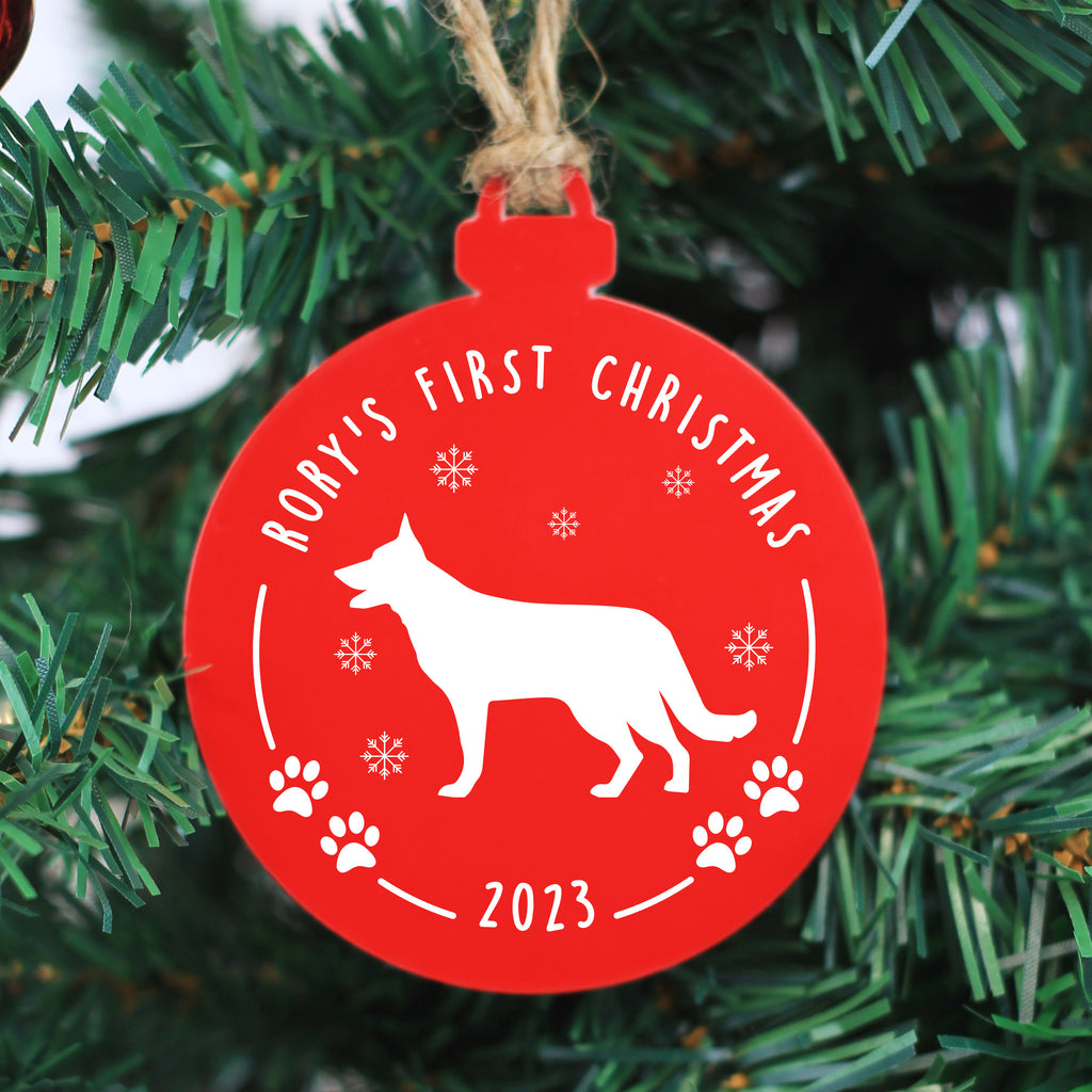 Personalised Dog's First Christmas Bauble - Any Dog Breed & Name