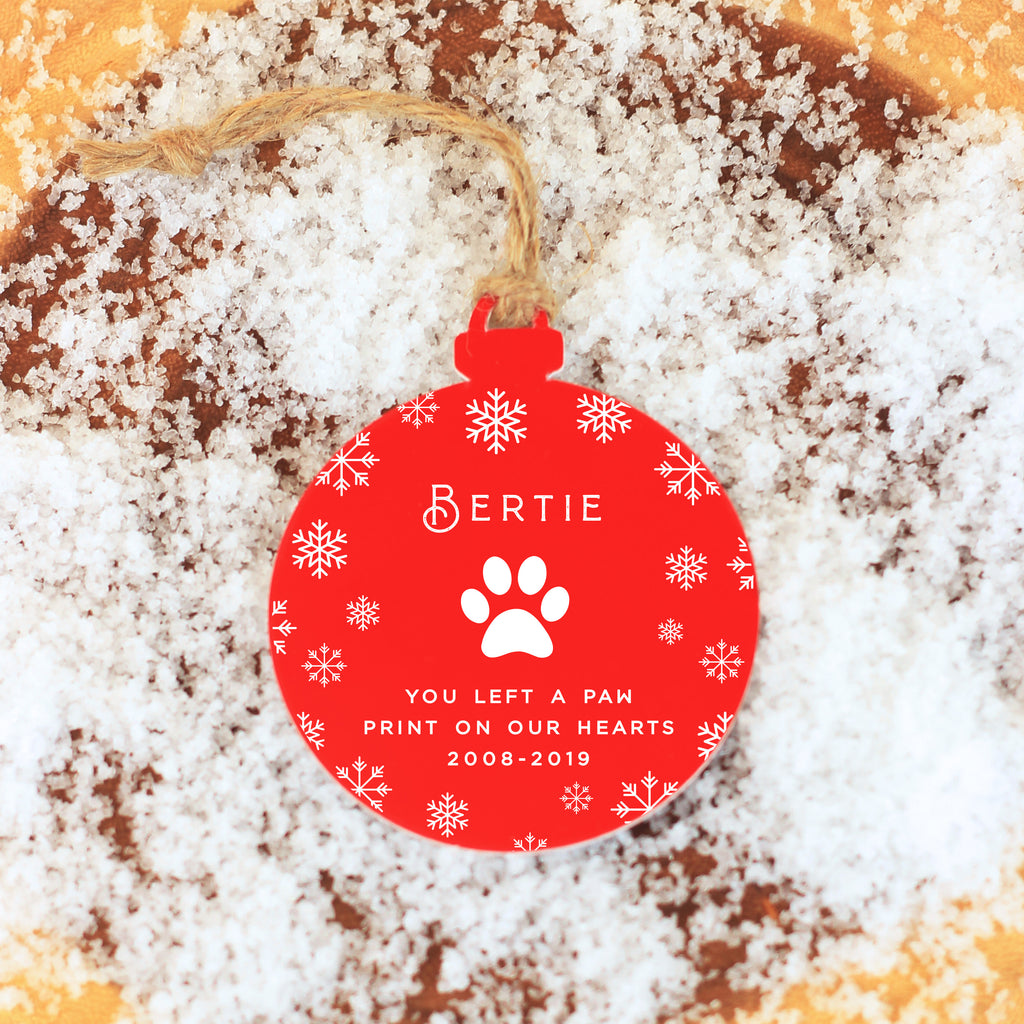 Personalised Christmas Pet Memorial Decoration - You Left A Pawprint On Our Hearts