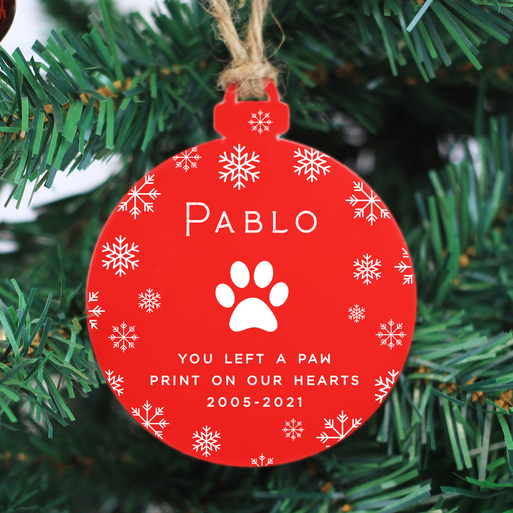 Personalised Christmas Pet Memorial Decoration - You Left A Pawprint On Our Hearts