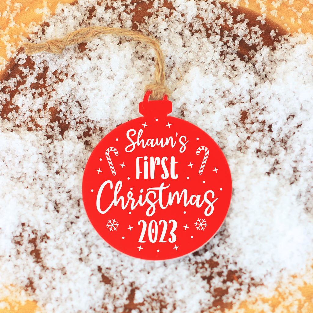 Personalised Baby's 'First Christmas 2022' Acrylic Bauble