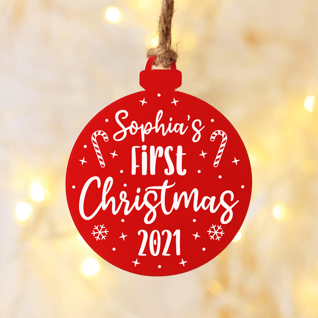 Personalised Baby's 'First Christmas 2022' Acrylic Bauble