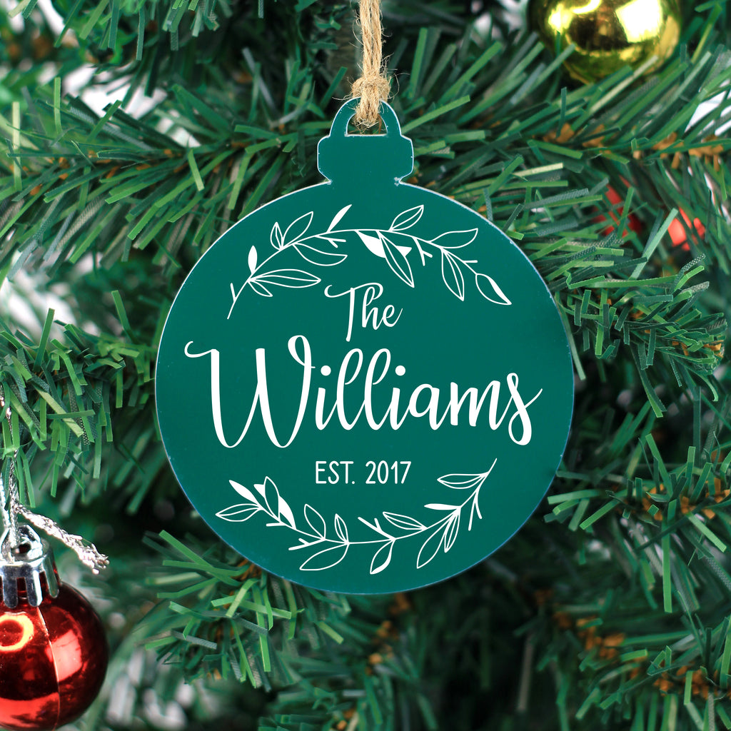 Personalised Christmas Family Bauble with Surname & Year