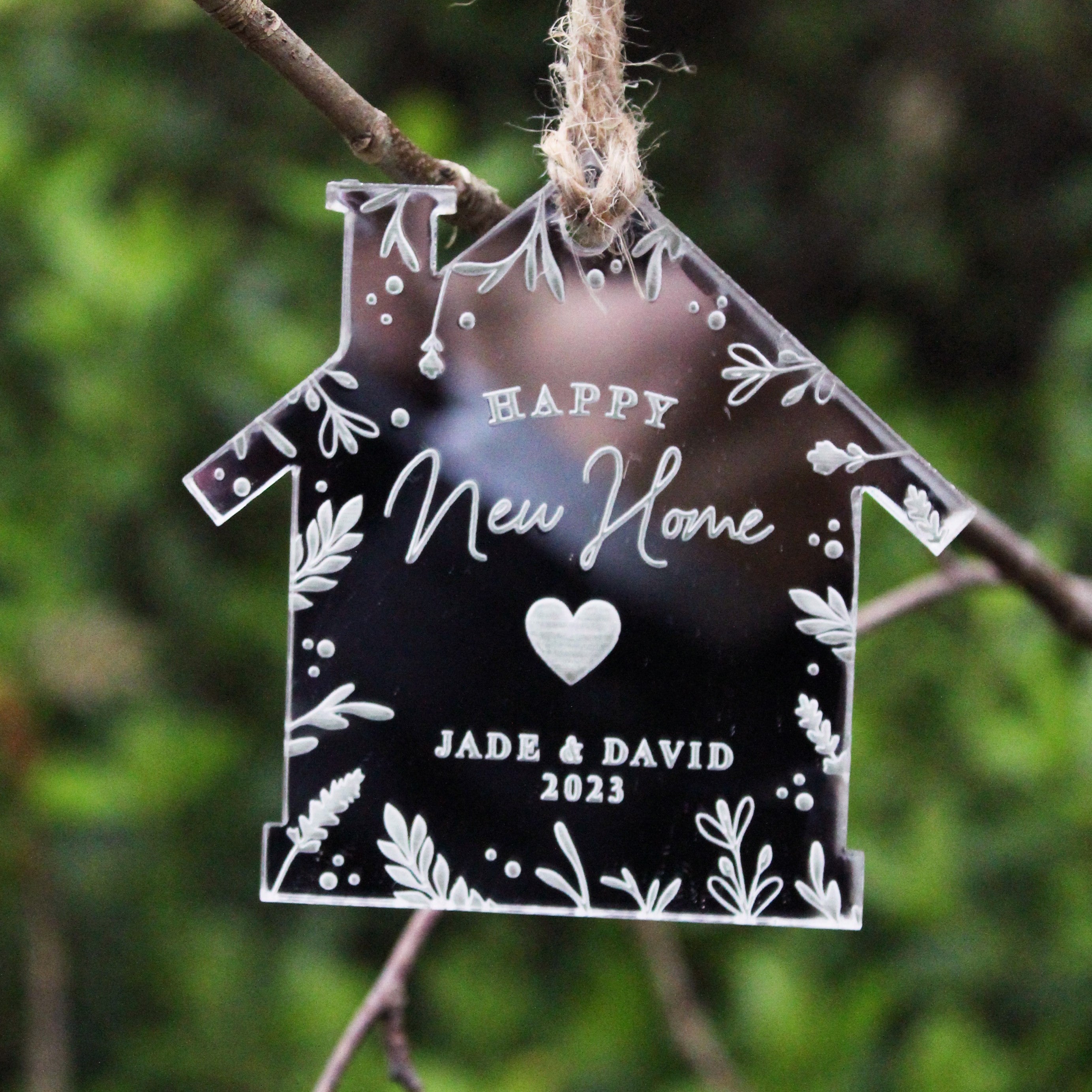 Personalised 'Happy First Home' Acrylic Mirrored Hanging Decoration ...