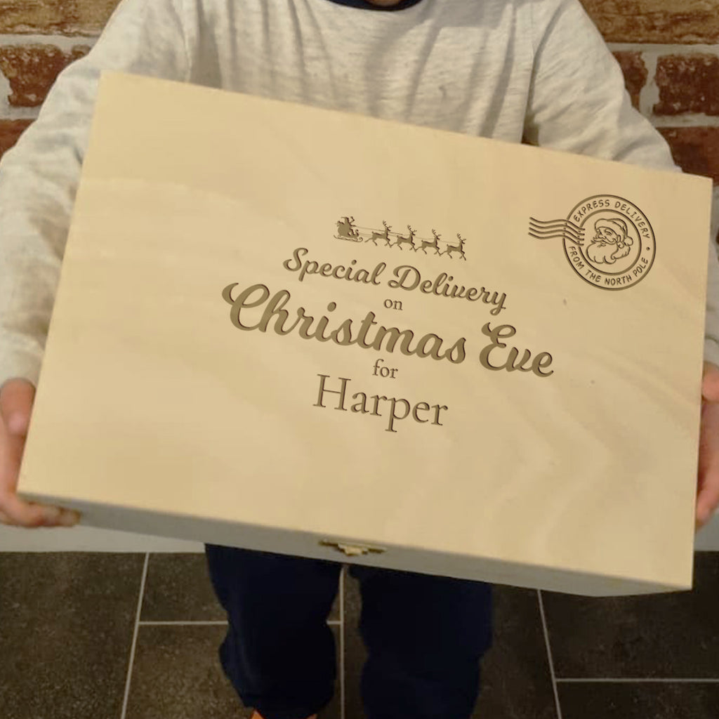 Personalised Large Wooden Special Delivery Christmas Eve Box