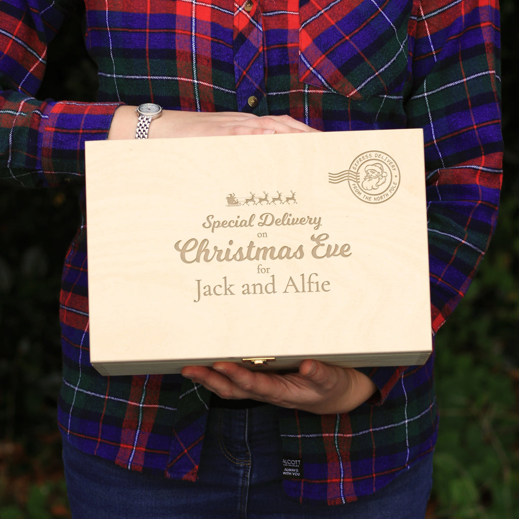 Personalised Large Wooden Special Delivery Christmas Eve Box