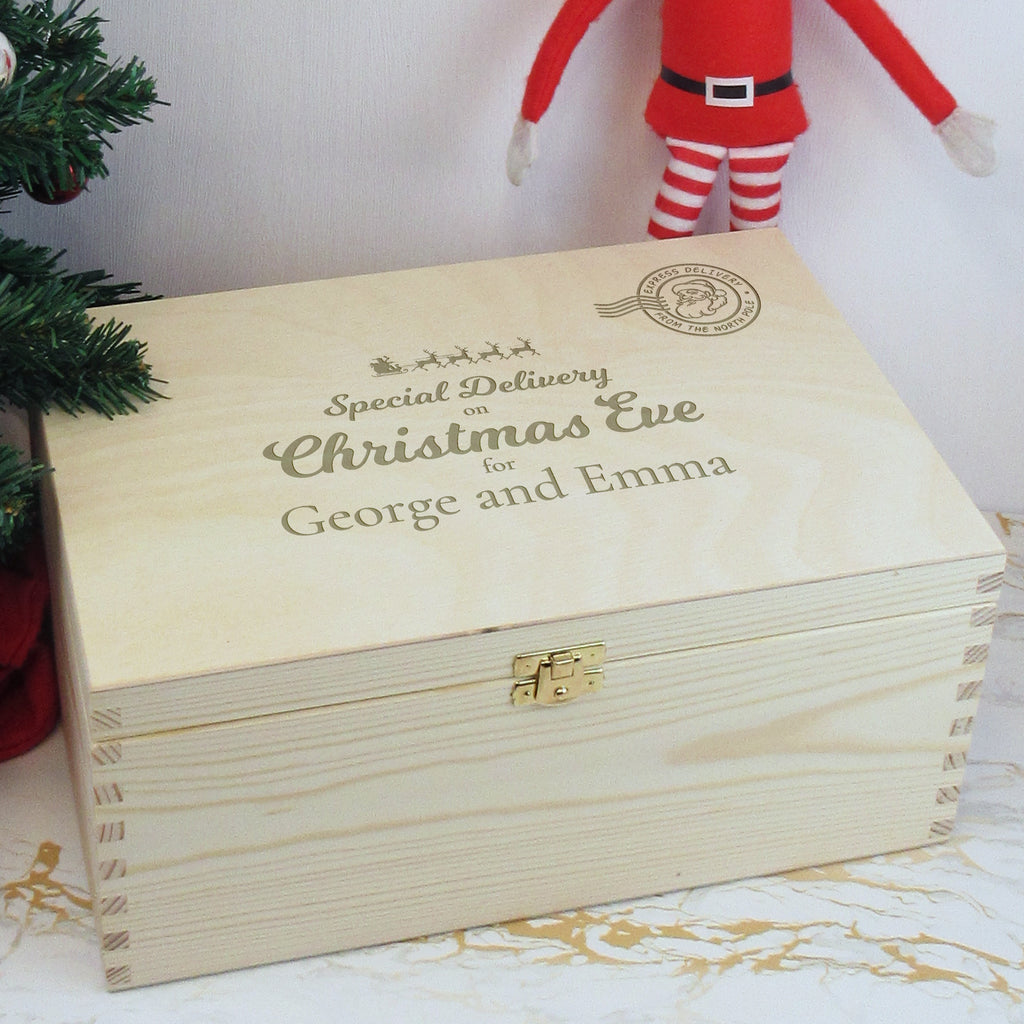 Personalised Large Wooden Special Delivery Christmas Eve Box