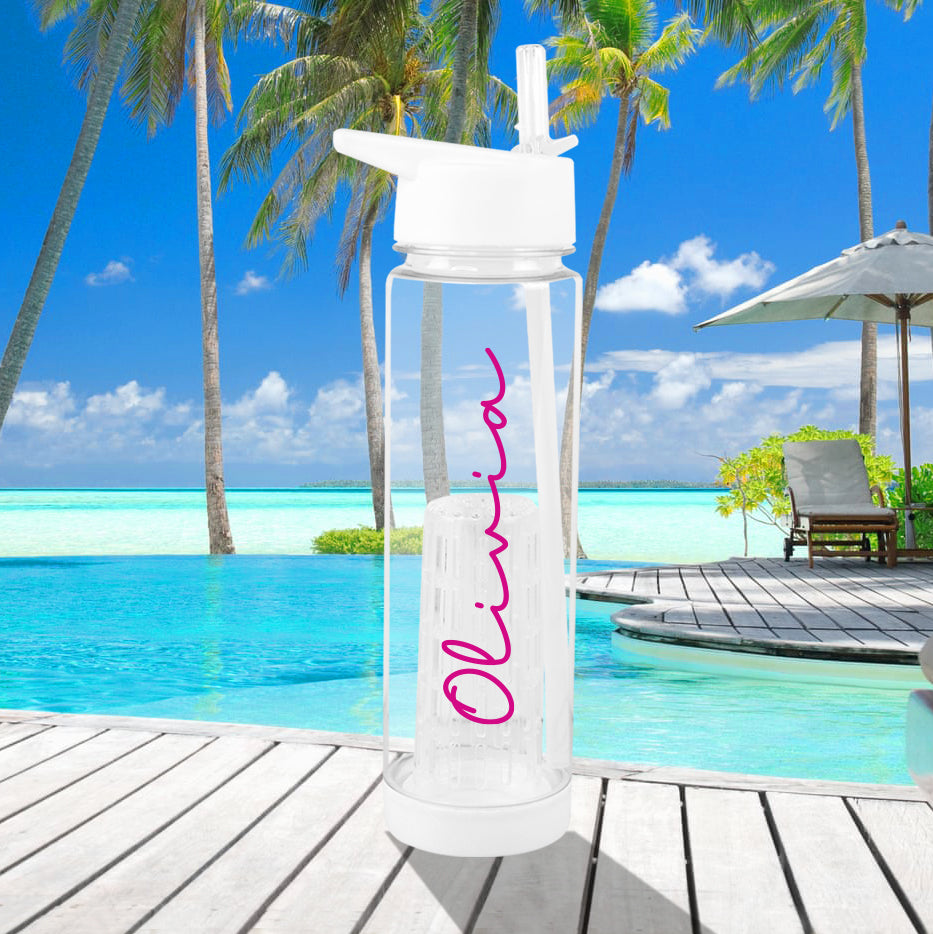 Personalised Fruit Infuser Water Bottle with Flip Straw  - ANY NAME