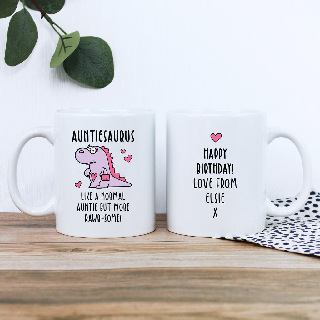 Personalised 'Auntiesaurus' Dinosaur Coffee Mug - Like A Normal Auntie But More Rawr-Some