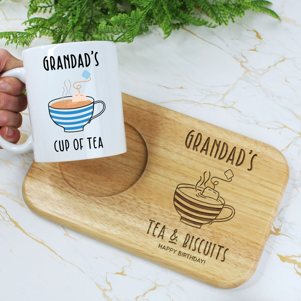 Personalised Grandad's Tea & Biscuit Board with Coffee Mug Option