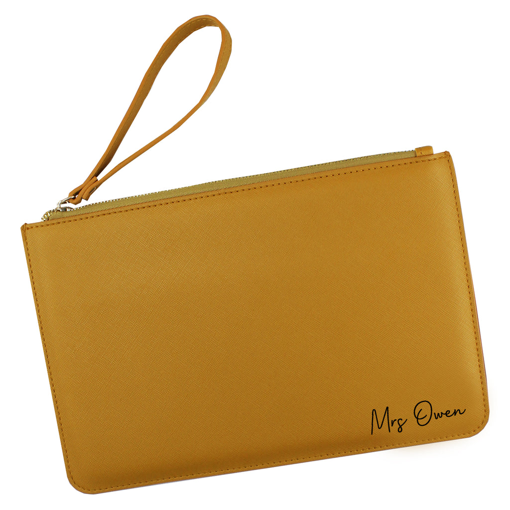 Personalised PU Leather "Mrs" Clutch Bag with Wristlet
