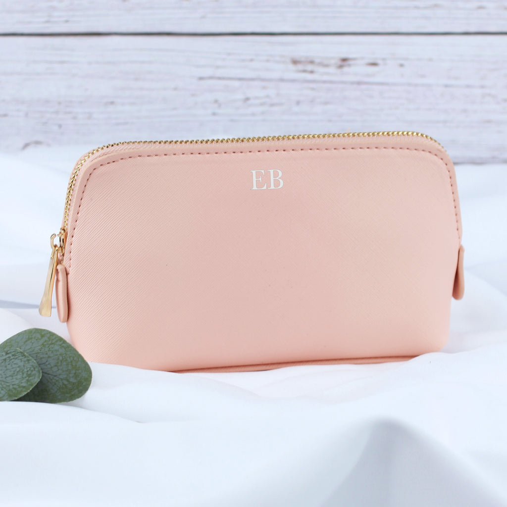 Personalised Medium PU Leather Make Up Bag with Initials