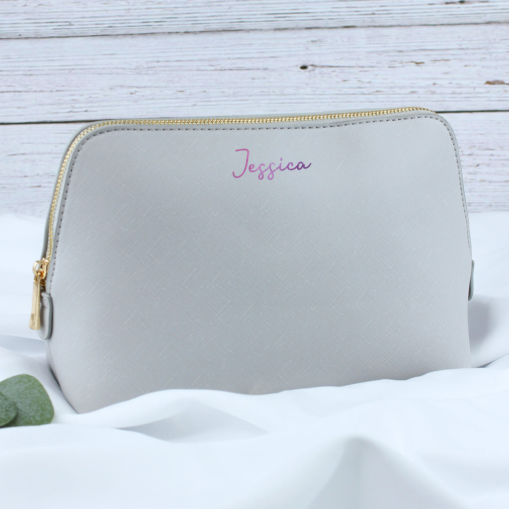 Personalised Large PU Leather Make Up Bag with Name