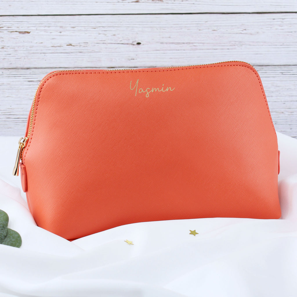 Personalised Large PU Leather Make Up Bag with Name