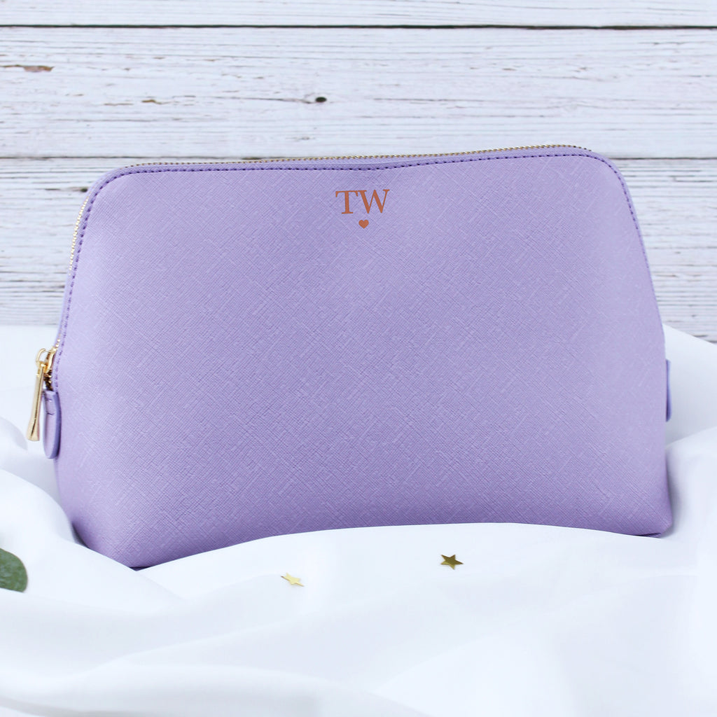 Personalised Large PU Leather Make Up Bag with Initials & Heart