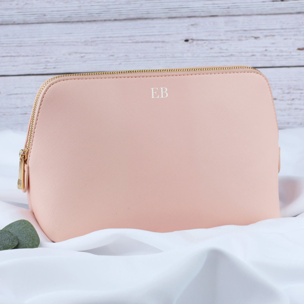 Personalised Large PU Leather Make Up Bag with Initials