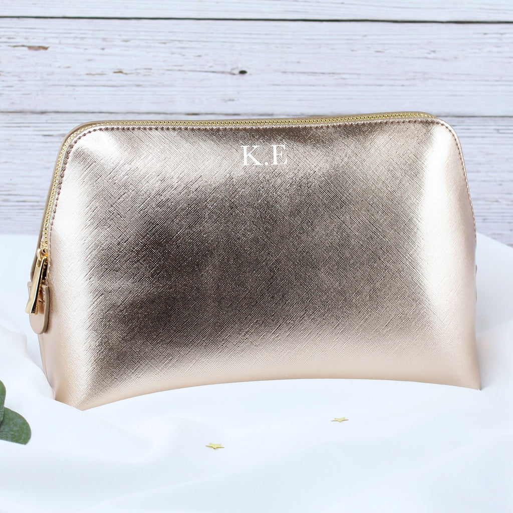 Personalised Large PU Leather Make Up Bag with Initials